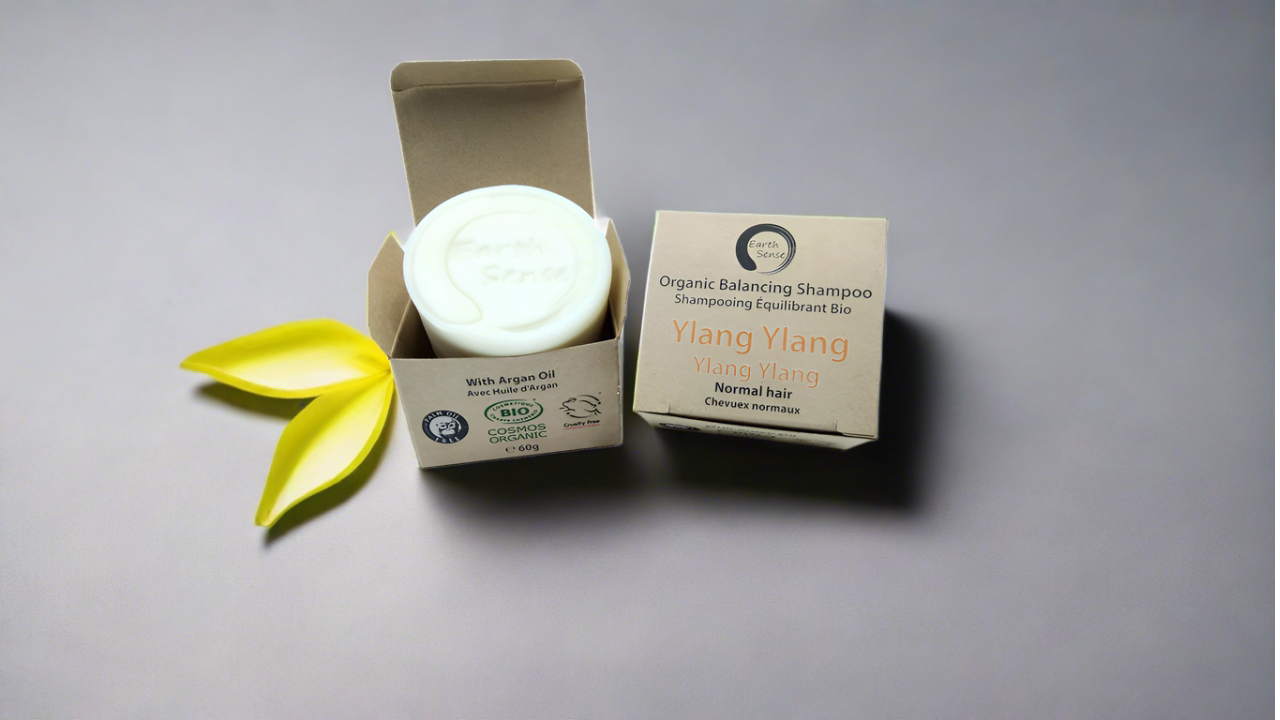 Organic Certified Balancing Solid Shampoo - Ylang Ylang - Normal & all Hair Types 60g