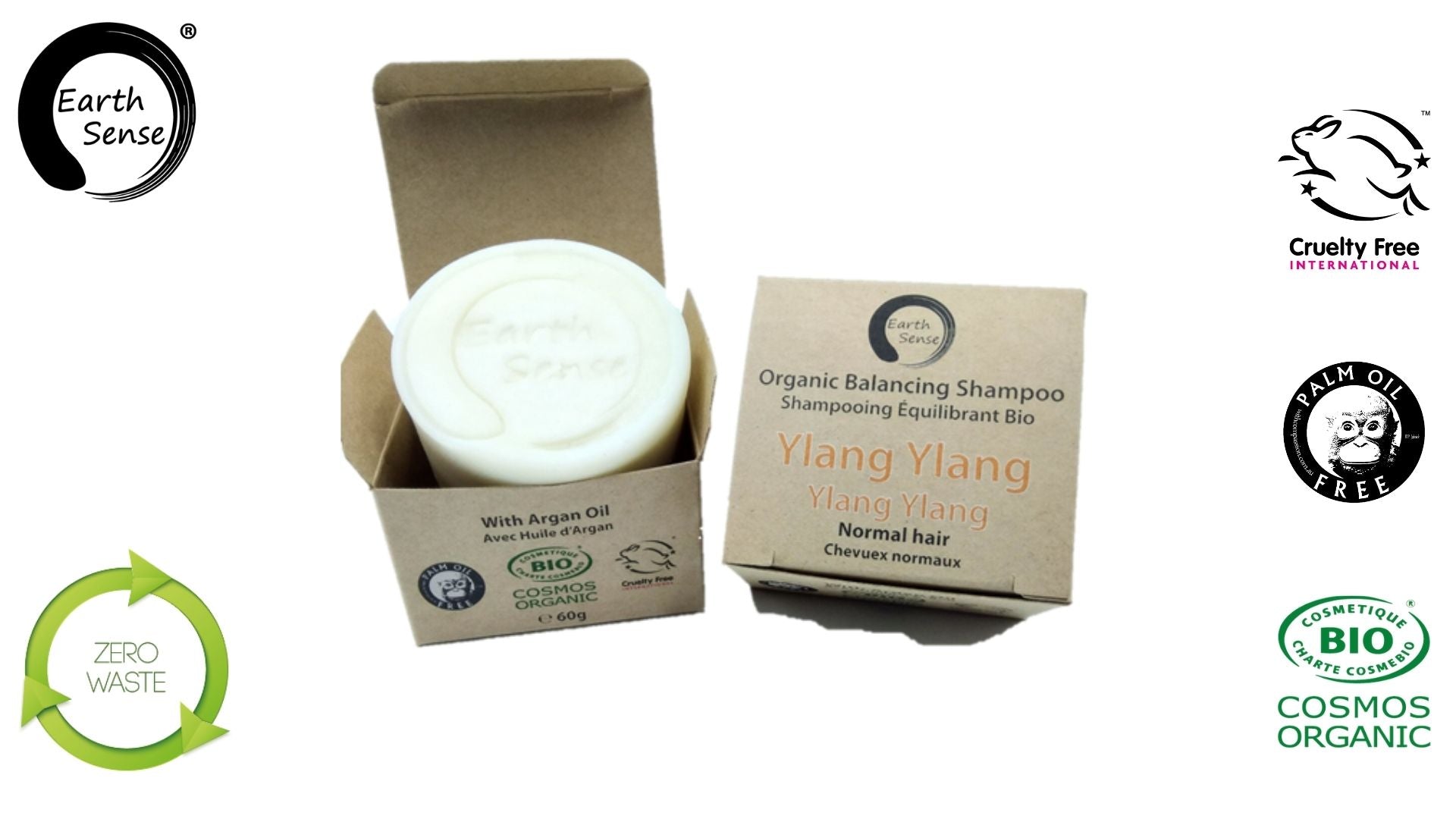 Organic Certified Balancing Solid Shampoo - Ylang Ylang - Normal & all Hair Types 60g